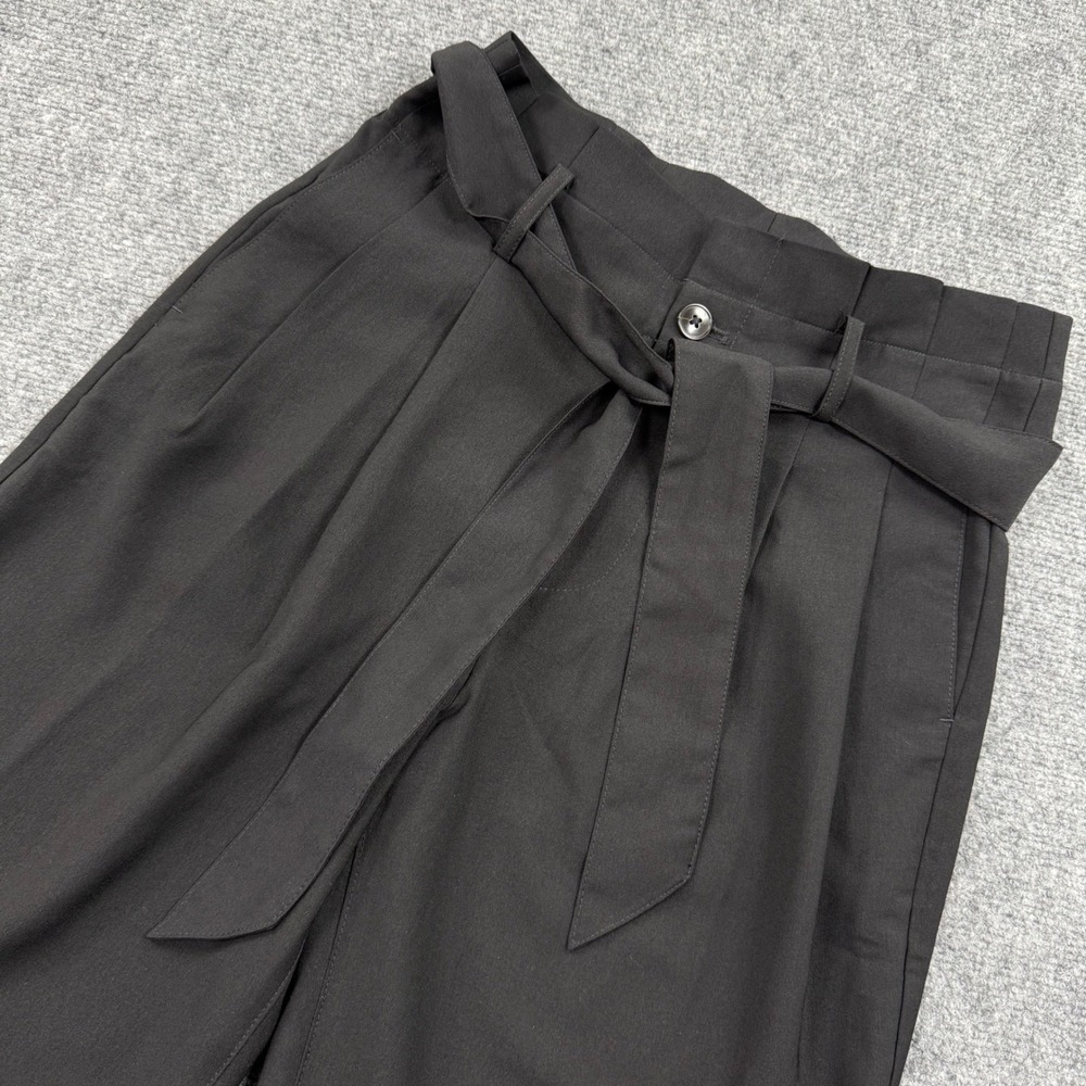 Madewell Black Drapey Paperbag Waist‎ Wide Leg Pants 6 Belted Style L0375 Womens